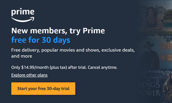 get amazon prime free trial