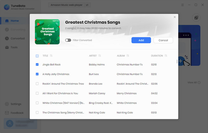 add christmas songs