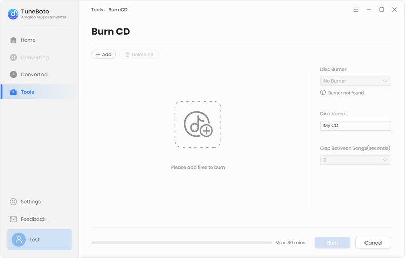 burn cd via tuneboto