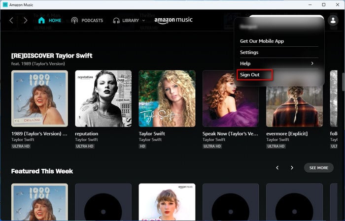 Sign Out Amazon Music App