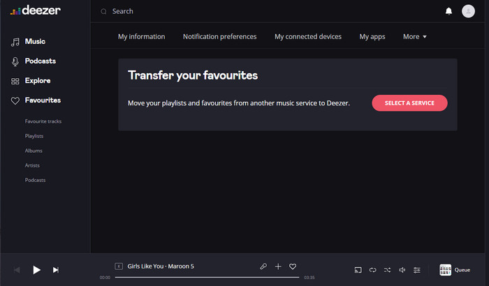 Transfer Service on Deezer