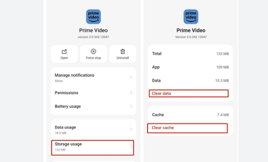 Clear Cache and Data