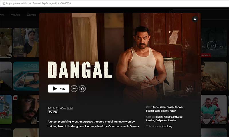 Dangal Hindi movie on Netflix