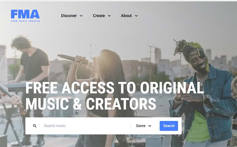 Free Music Archive on Chromebook (screenshot)