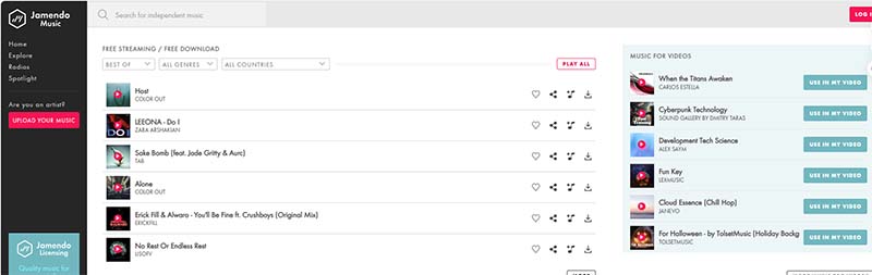 Jamendo on Chromebook (screenshot)