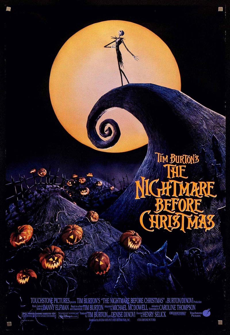 The Nightmare Before Christmas stop motion fantasy movie poster
