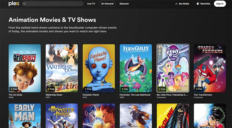 Plex free cartoon streaming website online