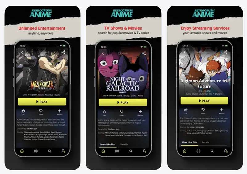 Best free anime app RetroCrush