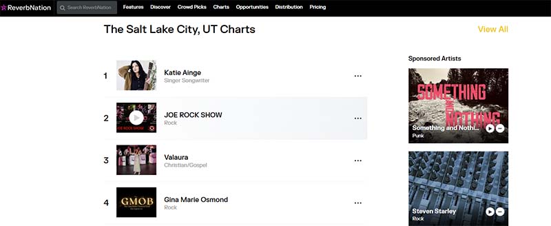 ReverbNation on Chromebook (screenshot)