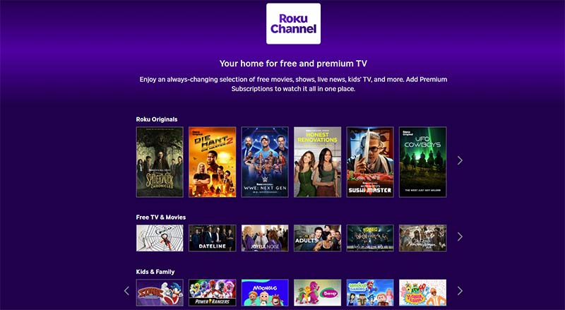 Roku Channel free cartoon streaming website online