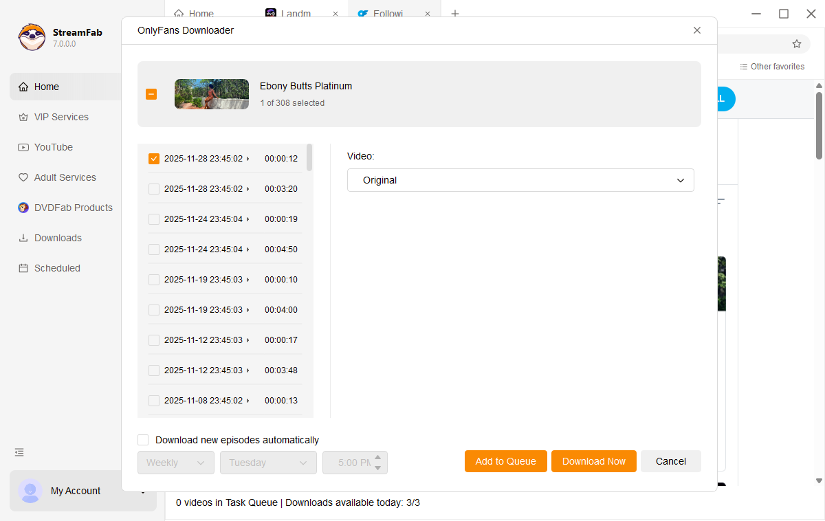 StreamFab OnlyFans Downloader interface