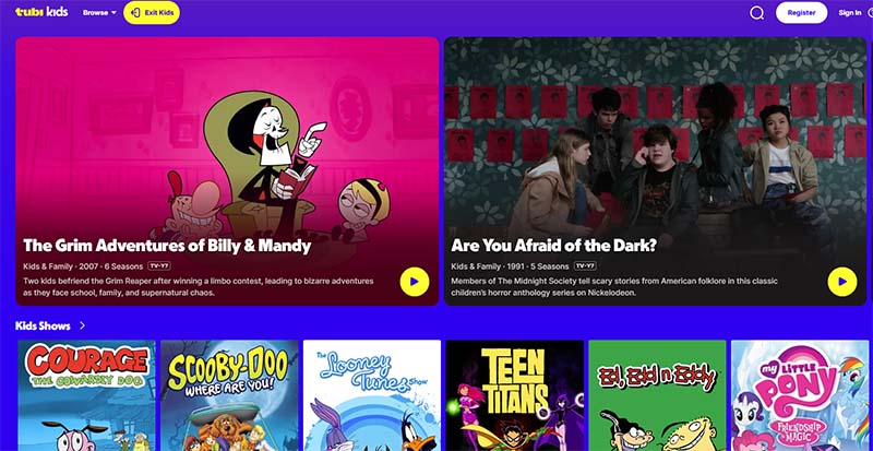 Tubi free cartoon streaming website online