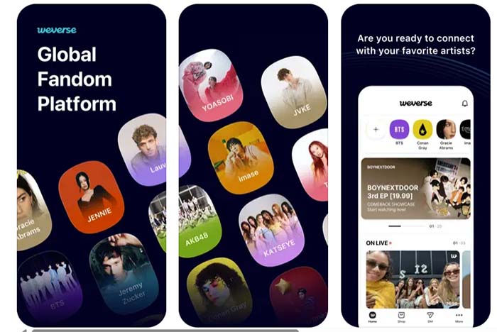 kpop music sites Weverse