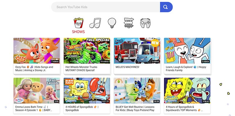 YouTube Kids free cartoon streaming website online