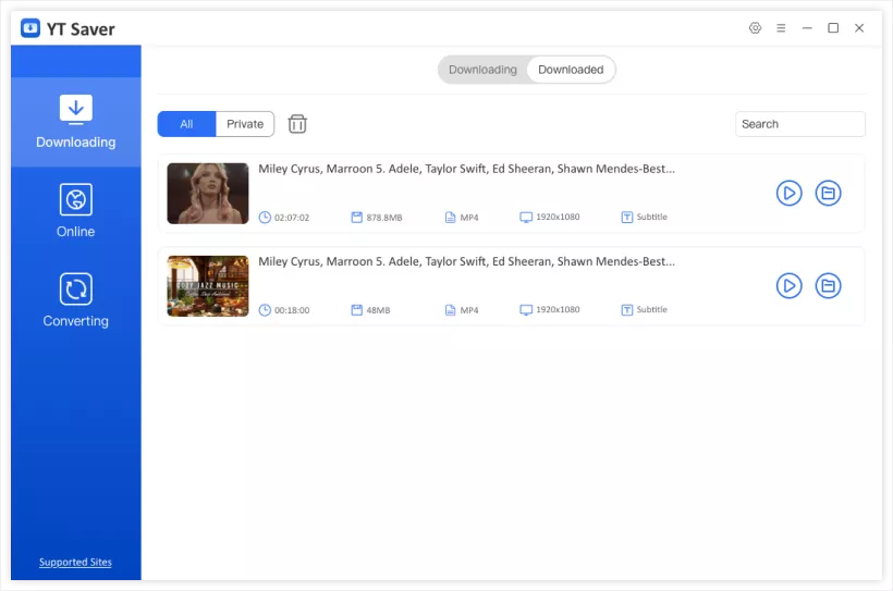 YT Saver interface