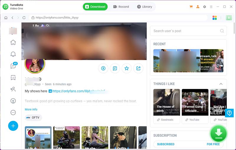 Find and detect an OnlyFans video in TuneBoto Video One