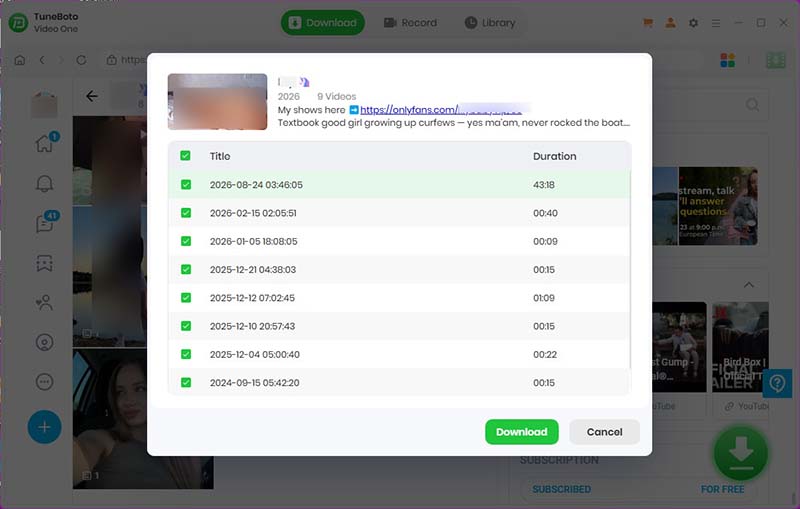 start downloading an OnlyFans video with TuneBoto Video One